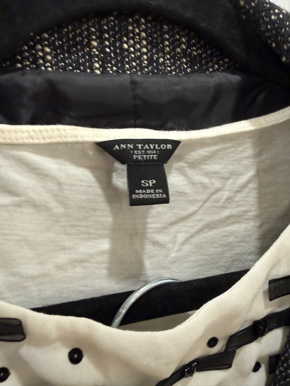 Talbots Suit Black White Tweed Tie Front 3/4 Sleeve + matching top - Picture 3 of 3